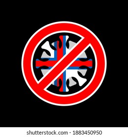 Stop coronavirus in Faroe Islands. Fighting coronavirus in Faroe Islands flag and COVID-2019. World epidemic. Pandemic. Country in quarantine lockdown