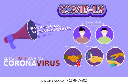 Stop coronavirus. fight against covid19. Social distancing, Physical distancing. 