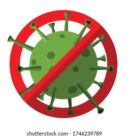 stop coronavirus flat vector sign on white background