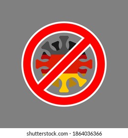 Stop coronavirus in Germany. Fighting coronavirus in Germany. German flag and COVID-2019. World epidemic. Pandemic. Country in quarantine lockdown