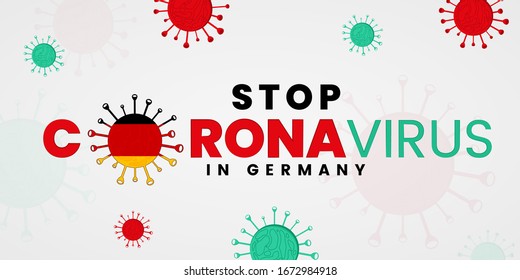 Stop coronavirus in Germany vector banner. Creative Illustration of COVID-19 concept. Stop 2019-nCoV outbreak.