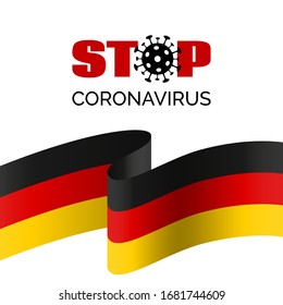 Stop coronavirus in Germany. Vector banner for covid-19 virus prevention. With german flag