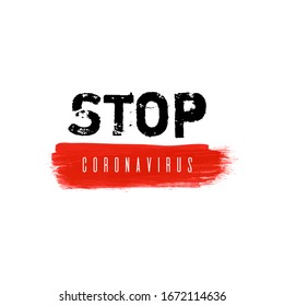 Stop coronavirus icon. Covid-19 ink watercolor texture background. Pandemic medical concept hand drawn vector illustration with brush strokes, splash, spot isolated on white background. No infection.