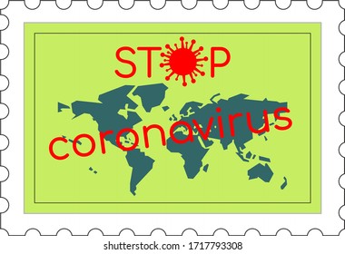 stop coronavirus icon on the post stamp pattern