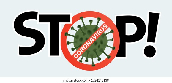Stop coronavirus. Coronavirus icon with red prohibit sign, 2019-nCoV. Vector illustration EPS 10