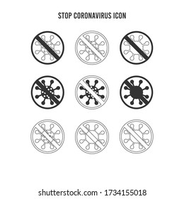parar la ilustración del conjunto de iconos de coronavirus