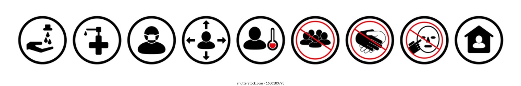 stop coronavirus icon set on white background