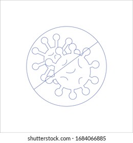 Detener icono del coronavirus.Firme coronavirus cauteloso. Brote de coronavirus. Peligro del coronavirus y enfermedad de riesgo para la salud pública. Bacterias y microbios. Concepto médico pandémico con células peligrosas.
