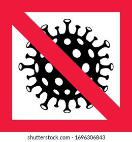 Stop coronavirus icon, sign isolated on  transparent background. Corona virus warning. Quarantine logotype, caution illustration, attention logo, prevention symbol, protect zone, stop infection. 