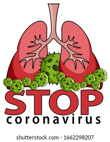 Stop coronavirus. Coronavirus infected human lungs. The fight against coronavirus. The danger of coronavirus and the risk to public health. Pandemic medical concept. Vector mouthcap icon sign banner.