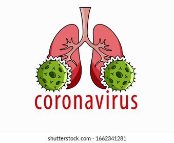 Stop coronavirus. Coronavirus infected human lungs. The fight against coronavirus. The danger of coronavirus and the risk to public health. Pandemic medical concept. Vector mouthcap icon sign banner.