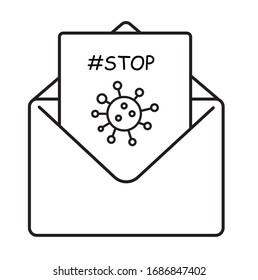 Stop coronavirus mail icon.Message information about Covid-19.Vector illustration.