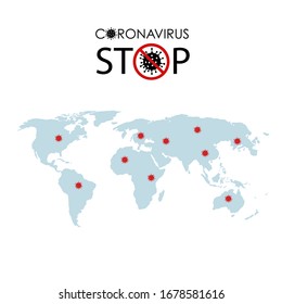 Stop Coronavirus map design concept background. COVID-19.