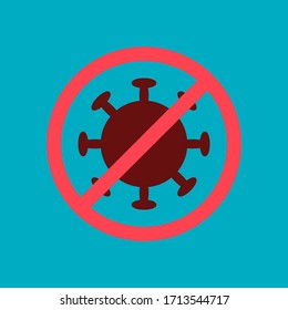 stop coronavirus on blue green background . vector symbol