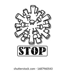 Stopp des Coronavirus auf weißem Hintergrund