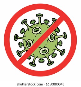 Stop coronavirus. Coronavirus outbreak. Coronavirus danger and public health risk disease and flu outbreak. Sign caution coronavirus. Pandemic medical concept with dangerous cells.Vector illustration