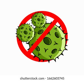 Stop coronavirus. Coronavirus outbreak. Coronavirus danger and public health risk disease and flu outbreak. Sign caution coronavirus. Pandemic medical concept with dangerous cells.Vector illustration