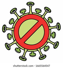 Stop coronavirus. Coronavirus outbreak. Coronavirus danger and public health risk disease and flu outbreak. Sign caution coronavirus. Pandemic medical concept with dangerous cells.Vector illustration