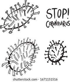 Stop coronavirus. Coronavirus outbreak. Coronavirus danger and public health risk disease and flu outbreak. Pandemic medical concept with dangerous cells.Vector illustration