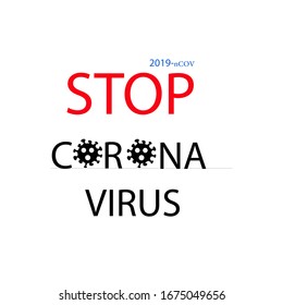 Paren Coronavirus. Brote de Coronavirus. Peligro del Coronavirus. Enfermedad de riesgo de salud pública y brote de gripe. Pandemia médica con células peligrosas.Ilustración vectorial.