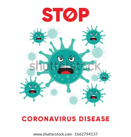 Stop coronavirus. Coronavirus outbreak. Coronavirus danger and public health risk disease and flu outbreak. Coronavirus caution Sign caution. Pandemic medical concept with dangerous cells.Vector illustration
