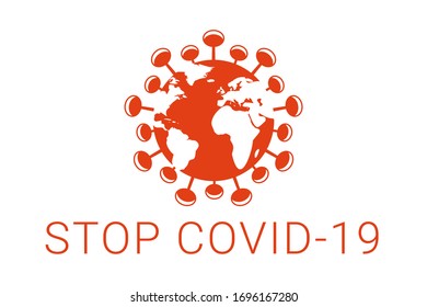Stop coronavirus outbreak. Earth infected by a common SARS-CoV-2 virus