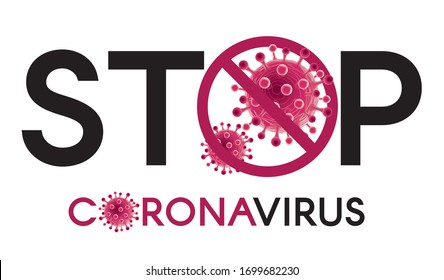 Stop coronavirus outbreak Icon. Vector illustratin. Pandemic medical concept with dangerous cells.