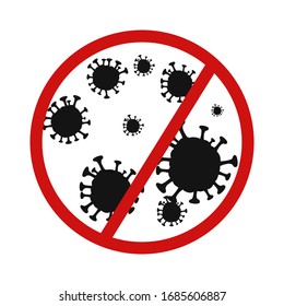  Detén el coronavirus. Brote de coronavirus.Firme coronavirus cauteloso. Peligro del coronavirus y riesgo de enfermedad de la salud pública y brote de gripe. Concepto médico de pandemia con células peligrosas.Vector