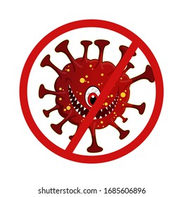 Stop coronavirus. Coronavirus outbreak. Sign caution coronavirus. Coronavirus danger and public health risk disease and flu outbreak. Pandemic medical concept with dangerous cells.Vector