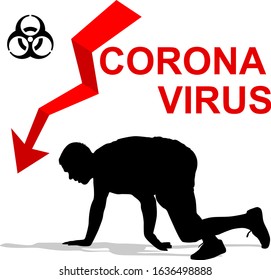 Stop coronavirus patient falls from a disease on a white background