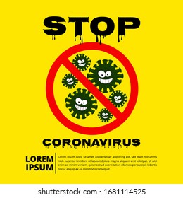 Plakatdesign von "stop coronavirus" mit flachen Coronavirus-Zeichen