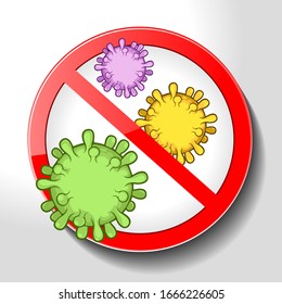 Stop coronavirus, Prohibition sign, vector illustration.