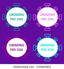 Stop coronavirus, quarantine, covid 19, virus free zone sticker with an inscription, template, flyer or banner. design with a microbe Covid 19