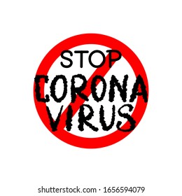 Beenden Sie Coronavirus mit rotem Kreiszeichen, um Porzellanerde-Quarantäne, Biogefährdung, Typografie der Vektorillustration des Corona-Virus, neuartiges Coronavirus (2019-nCoV) und Warnhinweis für medizinische Masken, globale Grippe