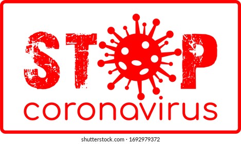  Icono rojo Stop coronavirus, sello, inscripción