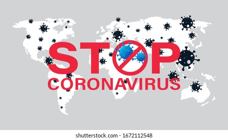 Stop Coronavirus with Red Prohibit Sign. Coronavirus outbreak, epidemic. Disease.health and medical. CoVID-19 Virus outbreak spread. Sign caution Stop novel coronavirus (2019-nCoV), poster, banner