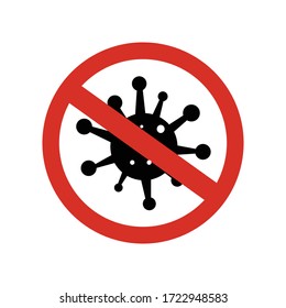 Stop coronavirus red prohibit sign editable vector isolated image