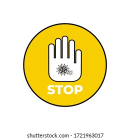 Stoppt das Zeichen von Coronavirus rot. Kein Covid-19 Schild einzeln. Vektorsymbol. Coronavirus-Kontrolle. Koronavirus bekämpft werden.