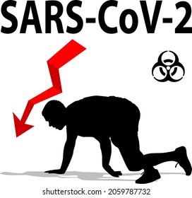 Stop coronavirus SARS Covid patient falls from a disease on a white background.