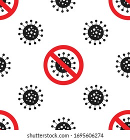 Stop coronavirus seamless pattern. Coronavirus outbreak. Sign caution coronavirus. Vector