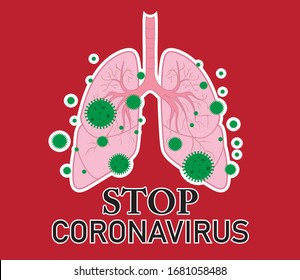 Stop coronavirus, sick lungs, pneumonia, covid-19, respiratory disease.