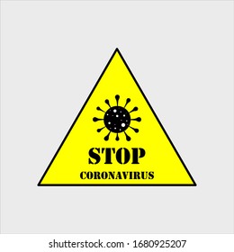Stopp des Coronavirus-Schildes einzeln auf weißem Hintergrund. Gelbes Symbol für Banner, Plakate oder Schilder.