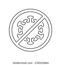 Stop coronavirus sign linear icon on white background