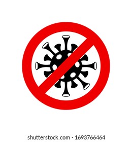 Stoppschild des Coronavirus. Vektorillustration Symbol. COVID-19-Coronavirus-Pandemie. Virussymbol. Farbbild. Schwarz-Rot-Design-Element für Werbung, Banner, Alarm, Warnung, Poster