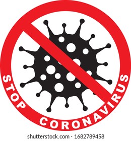 Stop coronavirus sign vector illustration.Covid-19 bacteria cell icon.danger of Coronavirus.Novel coronavirus in china