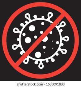 Stop coronavirus sign. Stop virus sign. Vector isolated on black. Dangerous bacteria Icon