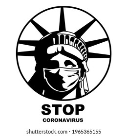 Stop Coronavirus Statue Of Liberty logo vector art