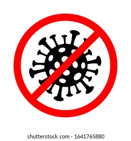 Stop coronavirus symbol with red circle stop sign.