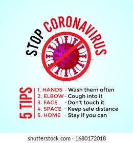 STOP CORONAVIRUS tips to protect corona virus social media post and t-shirt design be aware of corona stay safe from virus vector illustration | coronavirus TShirt Design vector template.