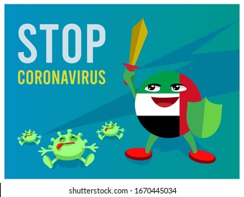 stop coronavirus united-arab-emirates-flag.corona virus 2019-nCoV concept Vector illustration